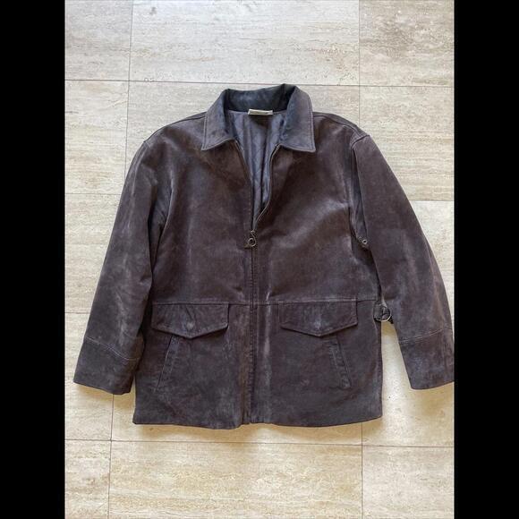 Made Exclusive‎ for HBO Suede Leather Jacket Mens Size L Brown Zip Up